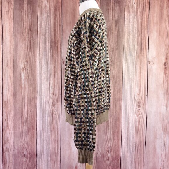 Vtg Tricots St Raphael Sweater Men XL Geometric Abstract Grandpa Coogi Style USA - Picture 4 of 16